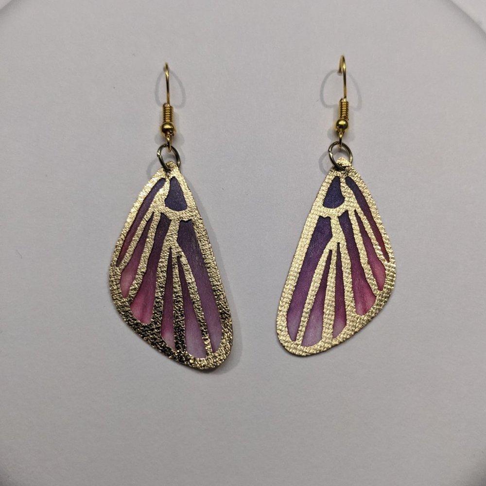 Butterfly Wing Earrings - Pink/Purple/Gold